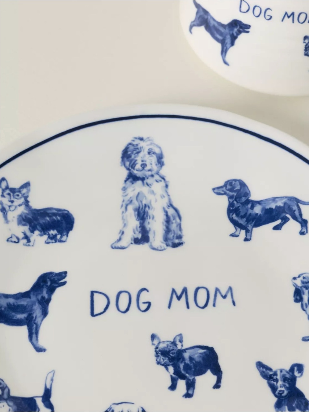 Anthropologie Dog Mom Stoneware Dessert Plate in Blue and White - Picture 5 of 5